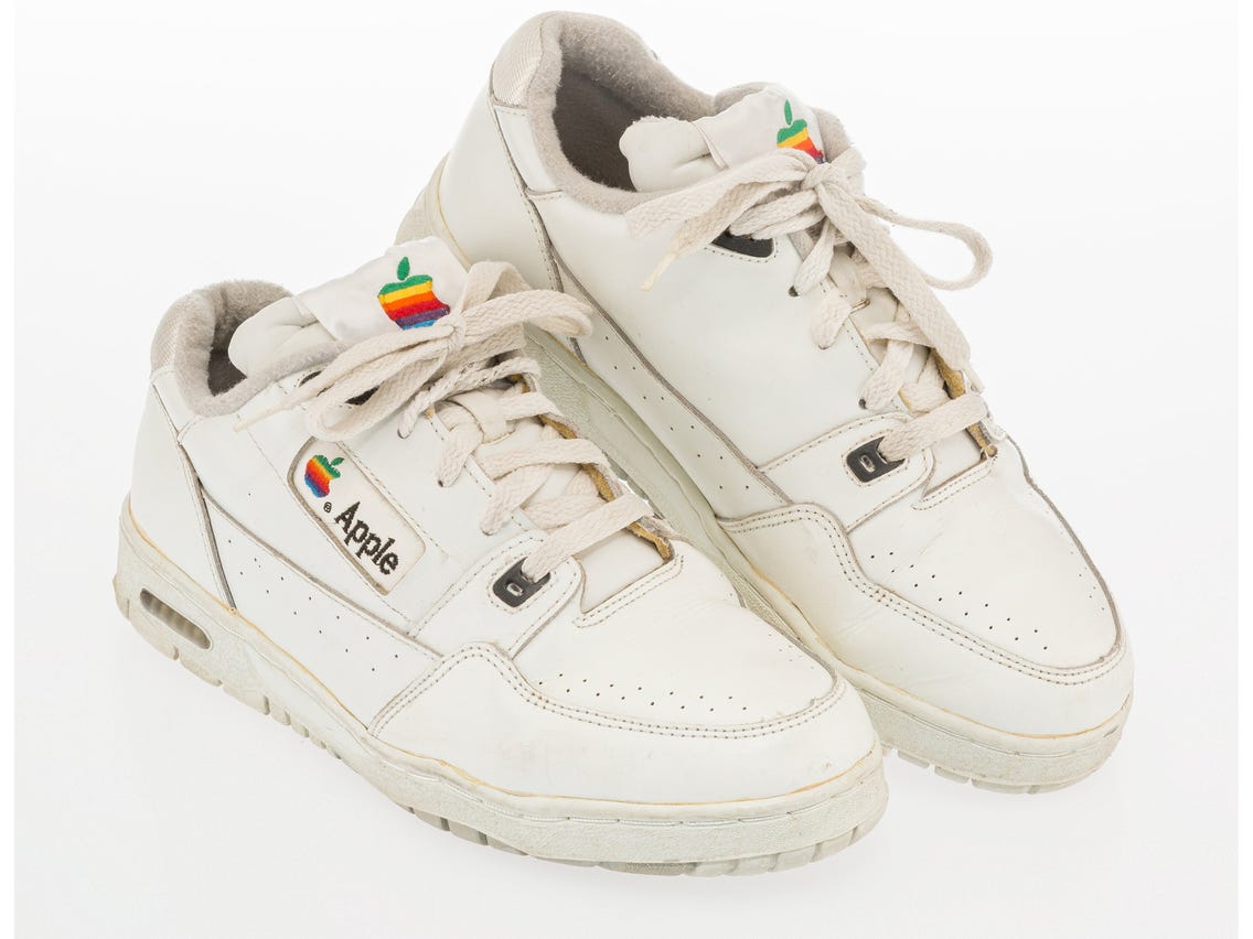 A pair of Apple branded sneakers from the 1980s