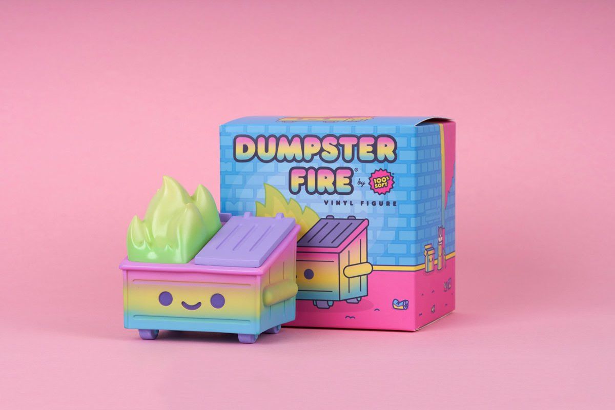 100% Soft Dumpster Fire Rainbow Trash Edition Vinyl Figure