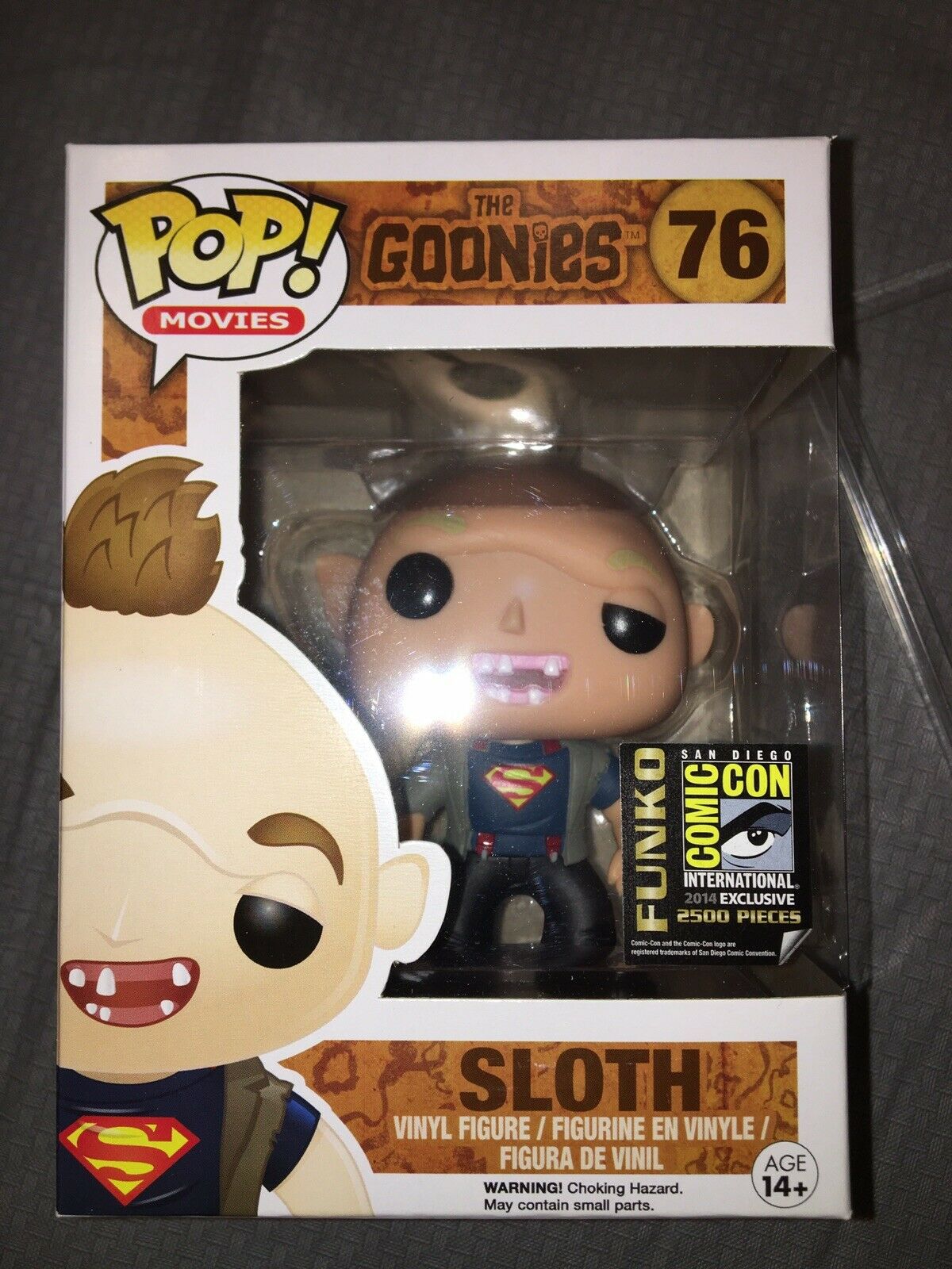 SDCC 2014 Exclusive Funko Pop Movies The Goonies #76 Sloth (Superman Shirt) Vinyl Figure