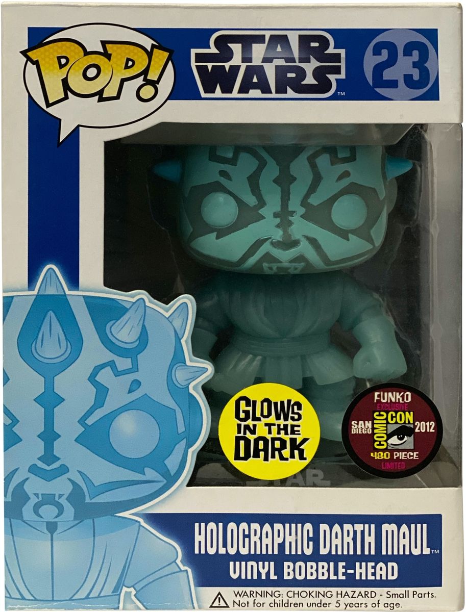 SDCC 2012 Funko Pop! Star Wars #23 Holographic Darth Maul (Glow In The Dark) Vinyl Bobble-Head Figure